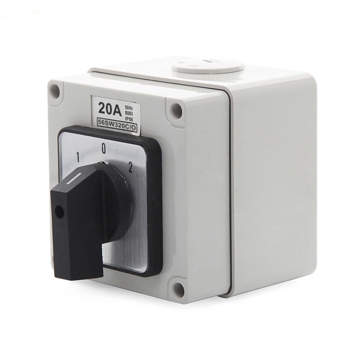 IP66 Waterproof 3 Pole 20A Square Types 3 Phase Manual Change Over Switch