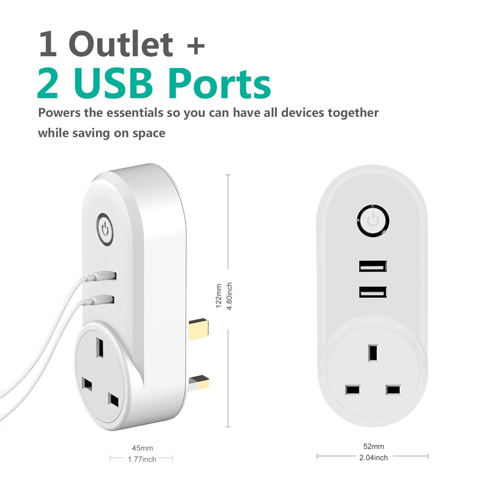 Tuya Smart Plug WiFi Socket 2 USB Ports with Timer EU UK