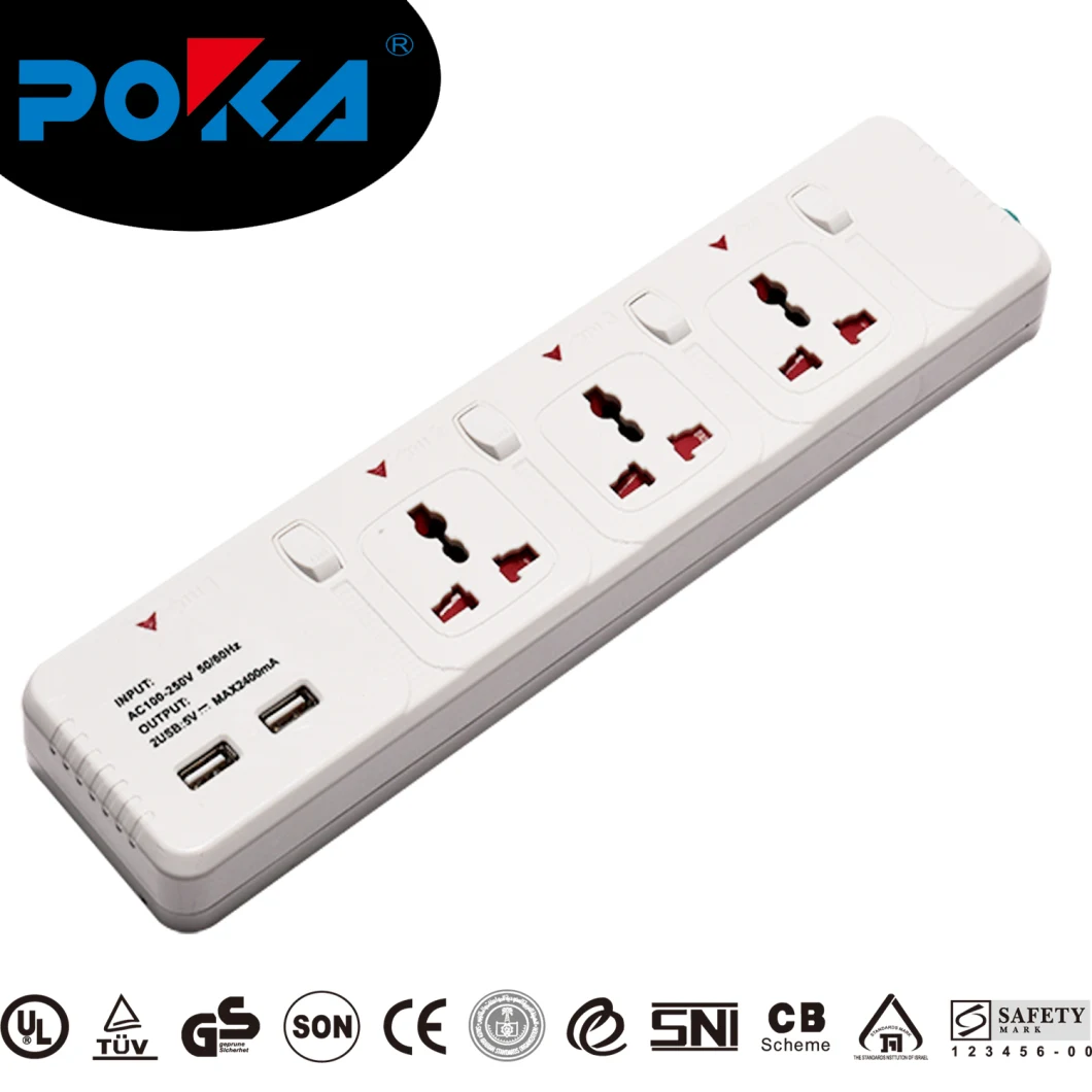 Multi Electrical Extension Socket with 2 USB Charging Ports