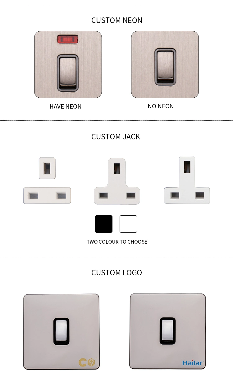 Switched Round-Pin 2 Gang UK Double 13A Wall Sockets