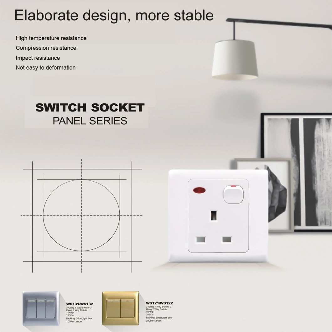 Multi Connector Silver Alloy Square Universal Socket with Switch