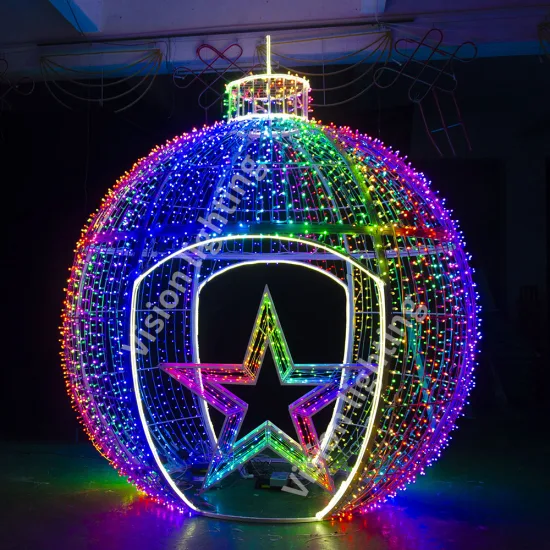Noël extérieur IP65 rue 3D boule géante motif Sculpture boule géante décoration lumière