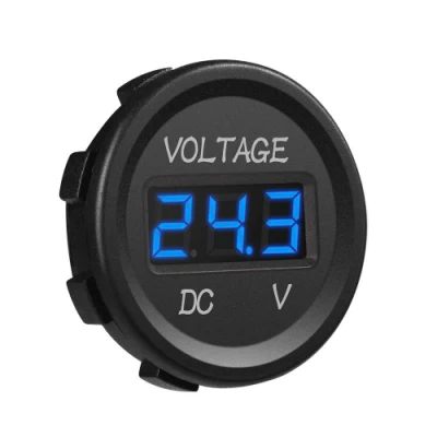 Prise étanche de voltmètre d'affichage à LED 12V avec panneau rond numérique bleu